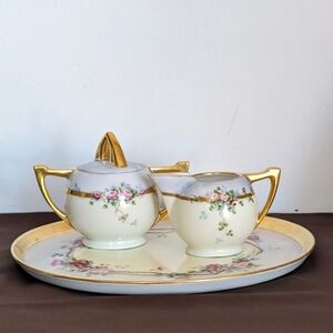 Tressemann & Vogt Antique Porcelain Plate, Bavaria Favorite Sugar & Cream Server